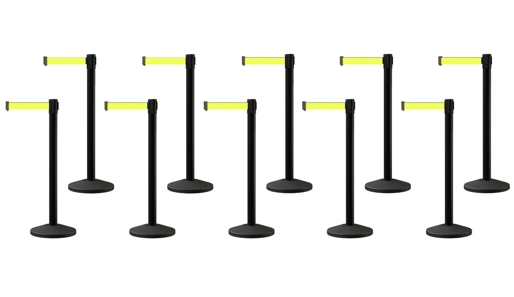 Set of (10) CCW Series RBB - 100 Retractable Belt Barriers - 13 Ft. Belt - Crowd Control Warehouse