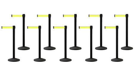 Set of (10) CCW Series RBB - 100 Retractable Belt Barriers - 13 Ft. Belt - Crowd Control Warehouse