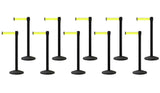 Set of (10) CCW Series Retractable Belt Barriers - 11 Ft. Belts - Crowd Control Warehouse