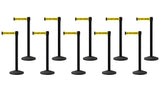 Set of (10) CCW Series Retractable Belt Barriers - 11 Ft. Belts - Crowd Control Warehouse