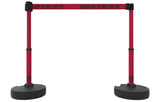 Set of 2 PLUS Line Stanchions with 15 ft Belt Head, Stake, and Base - Banner Stakes - Crowd Control Warehouse