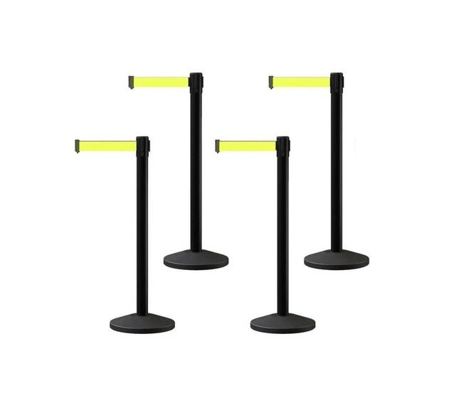 Set of (4) CCW Series RBB - 100 Retractable Belt Barriers - 11 Ft. Belt - Crowd Control Warehouse