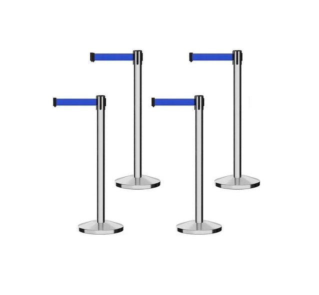 Set of (4) CCW Series RBB - 100 Retractable Belt Barriers - 11 Ft. Belt - Crowd Control Warehouse