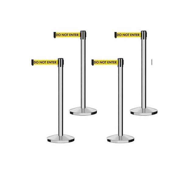 Set of (4) CCW Series RBB - 100 Retractable Belt Barriers - 11 Ft. Belt - Crowd Control Warehouse