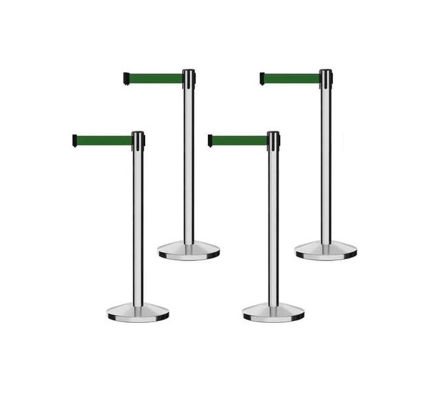 Set of (4) CCW Series RBB - 100 Retractable Belt Barriers - 11 Ft. Belt - Crowd Control Warehouse
