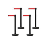 Set of (4) CCW Series RBB - 100 Retractable Belt Barriers - 11 Ft. Belt - Crowd Control Warehouse