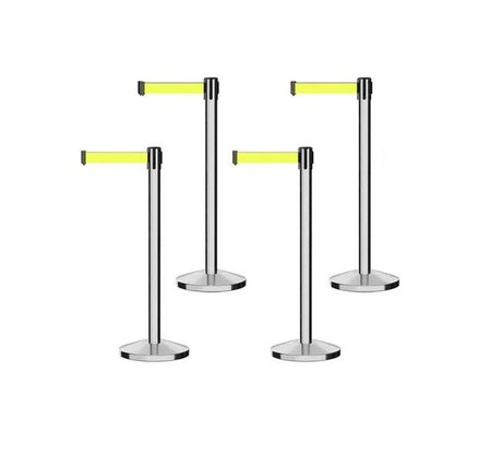 Set of (4) CCW Series RBB - 100 Retractable Belt Barriers - 11 Ft. Belt - Crowd Control Warehouse