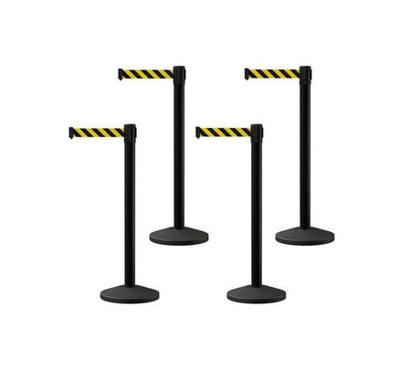 Set of (4) CCW Series RBB - 100 Retractable Belt Barriers - 11 Ft. Belt - Crowd Control Warehouse