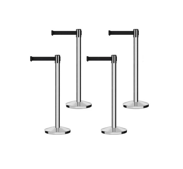 Set of (4) CCW Series RBB - 100 Retractable Belt Barriers - 11 Ft. Belt - Crowd Control Warehouse