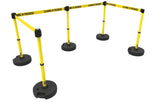 Set of 5 Banner Stakes PLUS Line Stanchions with 15 ft Belt Head, Stake, and Base - Crowd Control Warehouse