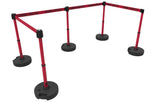Set of 5 Banner Stakes PLUS Line Stanchions with 15 ft Belt Head, Stake, and Base - Crowd Control Warehouse