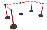 Set of 5 Banner Stakes PLUS Line Stanchions with 15 ft Belt Head, Stake, and Base - Crowd Control Warehouse