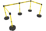Set of 5 Banner Stakes PLUS Line Stanchions with 15 ft Belt Head, Stake, and Base - Crowd Control Warehouse