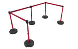 Set of 5 Banner Stakes PLUS Line Stanchions with 15 ft Belt Head, Stake, and Base - Crowd Control Warehouse