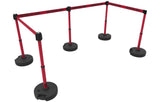 Set of 5 Banner Stakes PLUS Line Stanchions with 15 ft Belt Head, Stake, and Base - Crowd Control Warehouse
