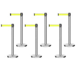 Set of (6) CCW Series RBB - 100 Retractable Belt Barriers - 11 Ft. Belts - Crowd Control Warehouse