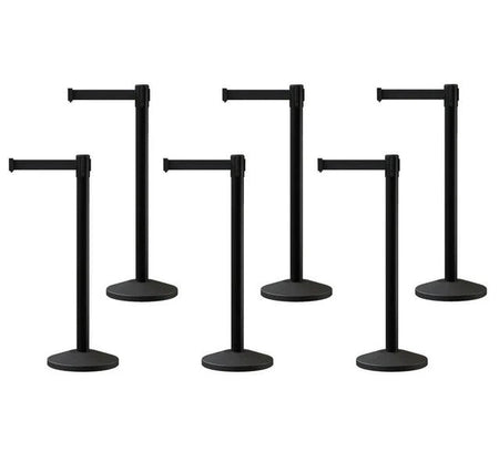 Set of (6) CCW Series RBB - 100 Retractable Belt Barriers - 11 Ft. Belts - Crowd Control Warehouse