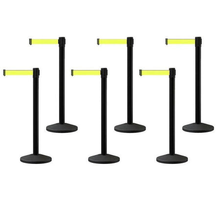 Set of (6) CCW Series RBB - 100 Retractable Belt Barriers - 11 Ft. Belts - Crowd Control Warehouse