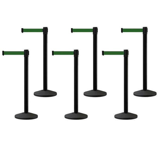 Set of (6) CCW Series RBB - 100 Retractable Belt Barriers - 12 Ft. Belt - Crowd Control Warehouse