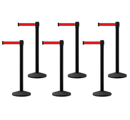 Set of (6) CCW Series RBB - 100 Retractable Belt Barriers - 12 Ft. Belt - Crowd Control Warehouse