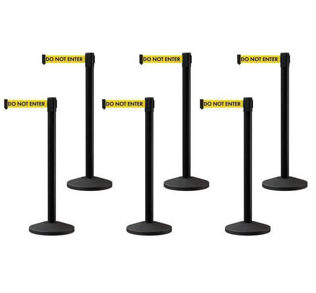 Set of (6) CCW Series RBB - 100 Retractable Belt Barriers - 12 Ft. Belt - Crowd Control Warehouse