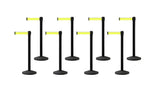 Set of (8) CCW Series Retractable Belt Barriers - 11 Ft. Belts - Crowd Control Warehouse