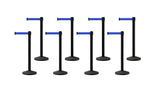 Set of (8) CCW Series Retractable Belt Barriers - 11 Ft. Belts - Crowd Control Warehouse