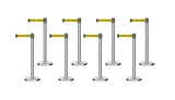 Set of (8) CCW Series Retractable Belt Barriers - 11 Ft. Belts - Crowd Control Warehouse
