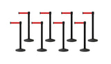 Set of (8) CCW Series Retractable Belt Barriers - 11 Ft. Belts - Crowd Control Warehouse