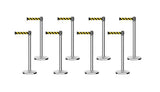 Set of (8) CCW Series Retractable Belt Barriers - 11 Ft. Belts - Crowd Control Warehouse