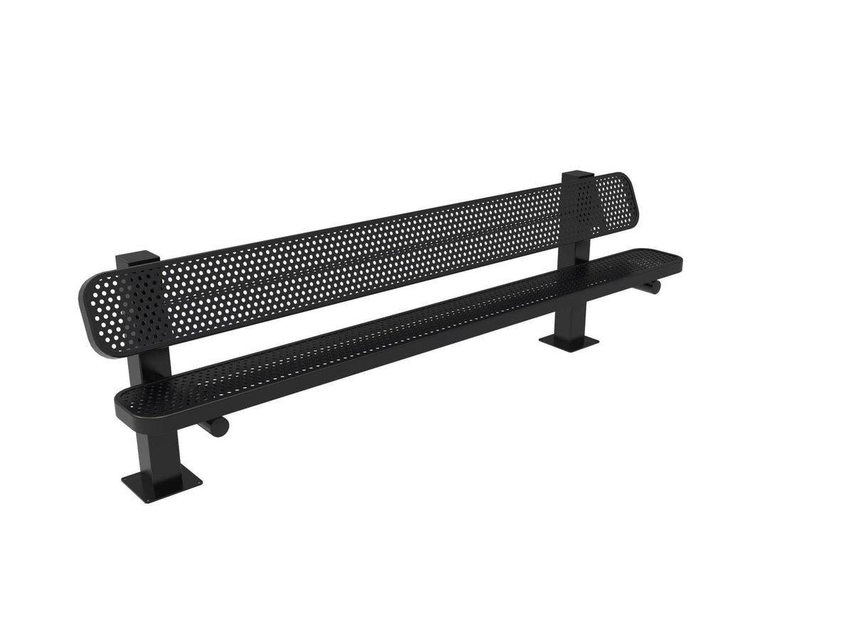 Single Pedestal Park Bench with Back - Circular Pattern - Crowd Control Warehouse