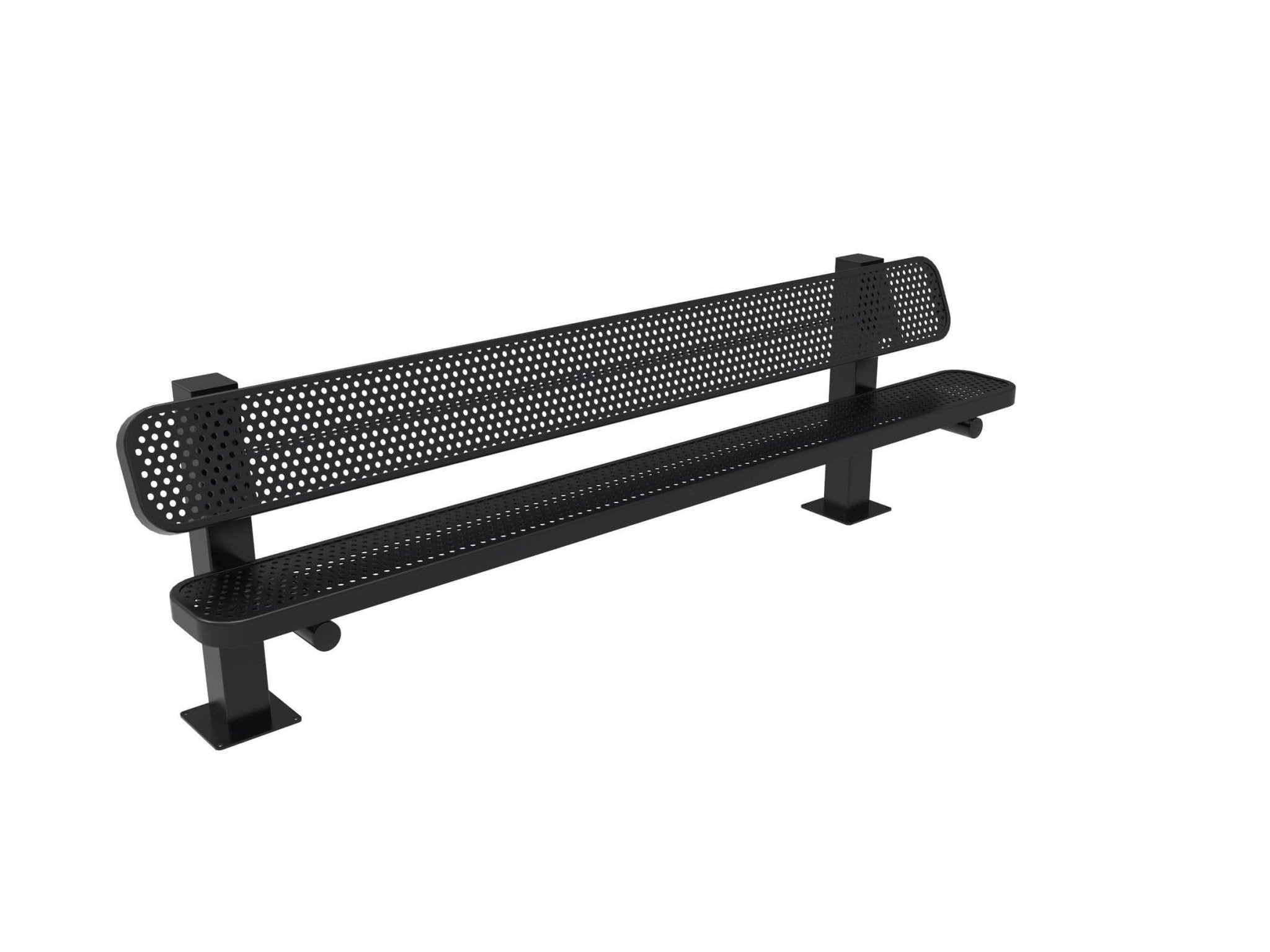 Single Pedestal Park Bench with Back - Circular Pattern - Crowd Control Warehouse
