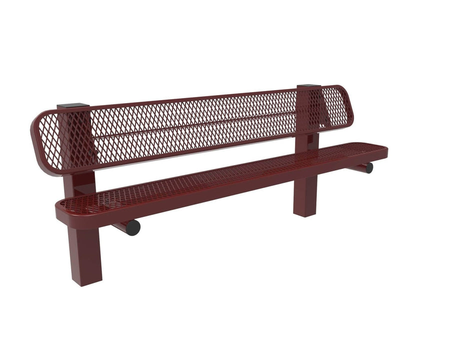 Single Pedestal Park Bench with Back - Diamond Pattern - Crowd Control Warehouse