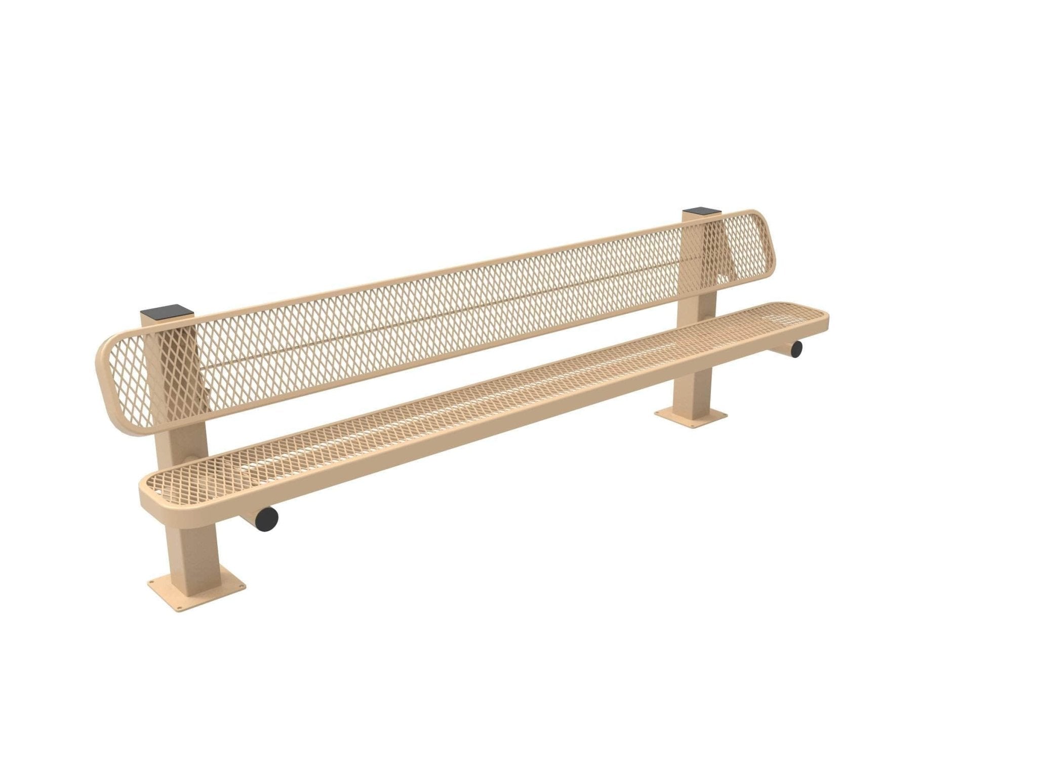 Single Pedestal Park Bench with Back - Diamond Pattern - Crowd Control Warehouse