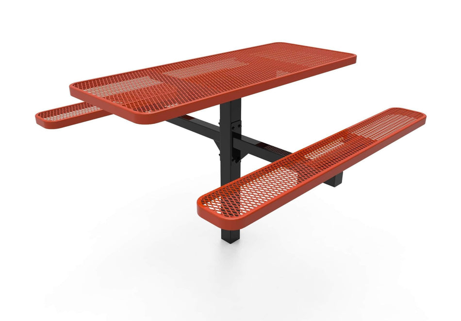 Single Pedestal Picnic Table - Diamond Pattern - Inground Mount - 6 Ft. - Crowd Control Warehouse