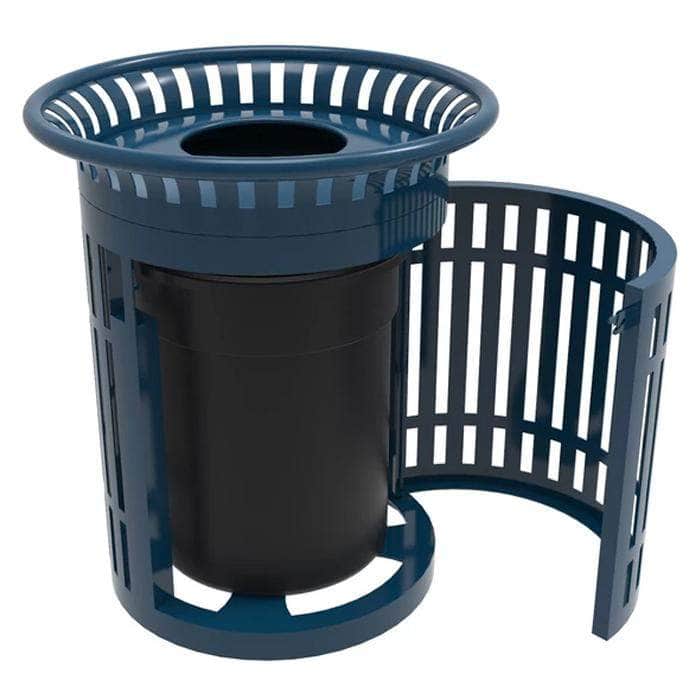 Skyline Trash Receptacle with Flared Top and Side Opening - 32 Gallon Capacity - Crowd Control Warehouse