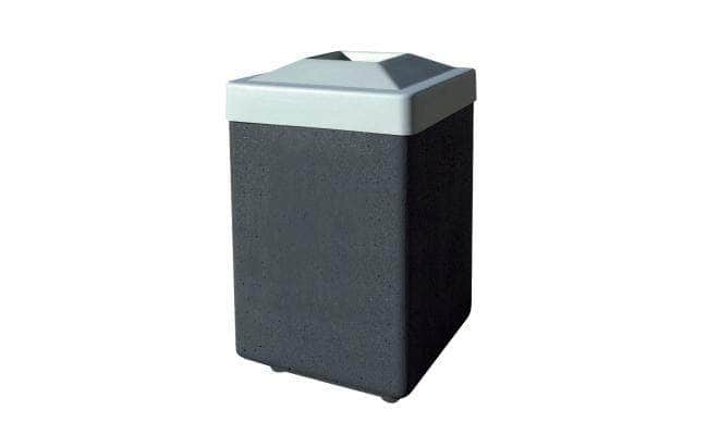 Square Concrete Waste Container with Pitch In Lid - 53 Gallon Capacity - Crowd Control Warehouse