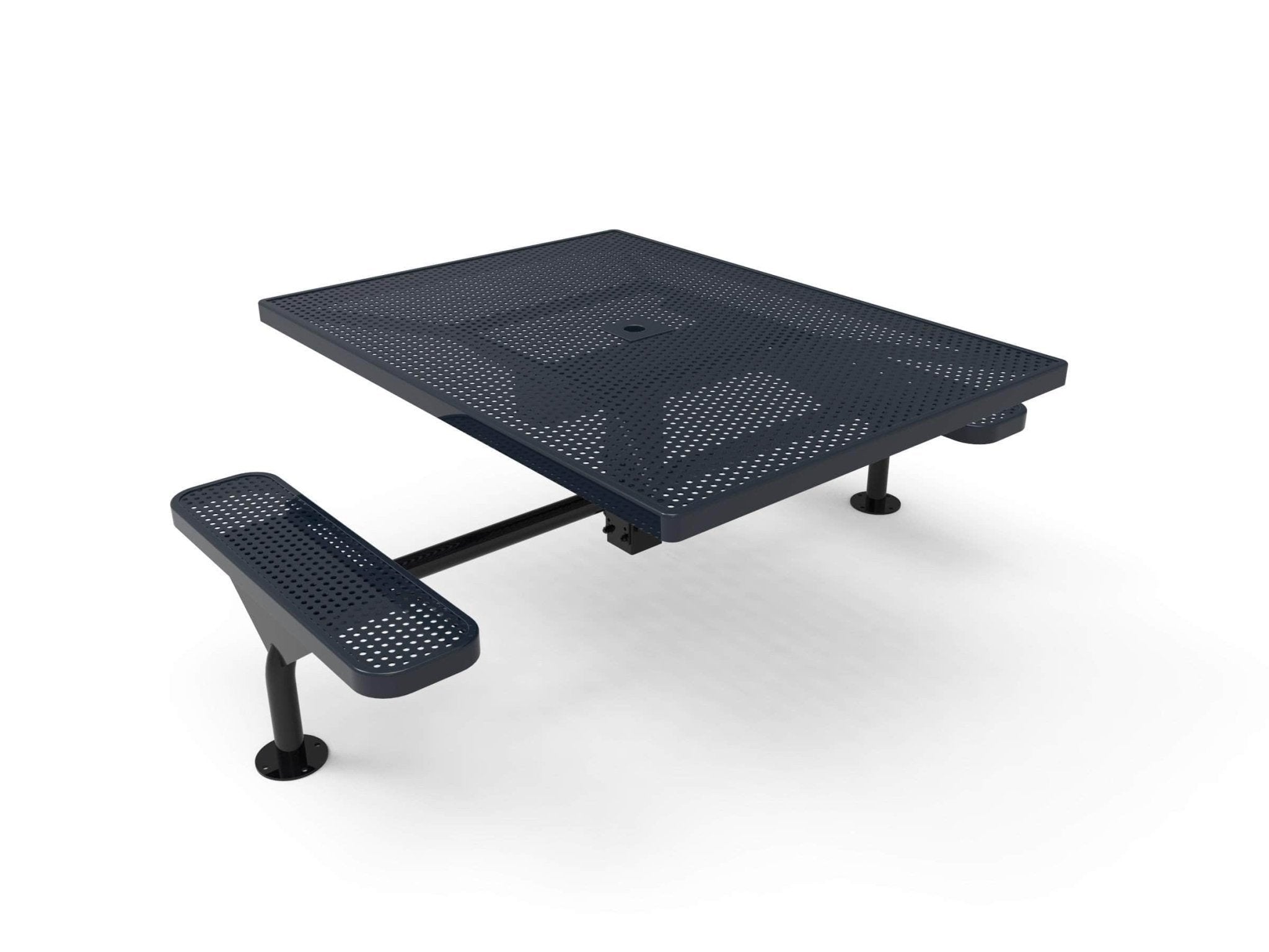 Square Nexus Pedestal Picnic Table with 2 ADA Seats - Circular Pattern - 46 In. - Crowd Control Warehouse