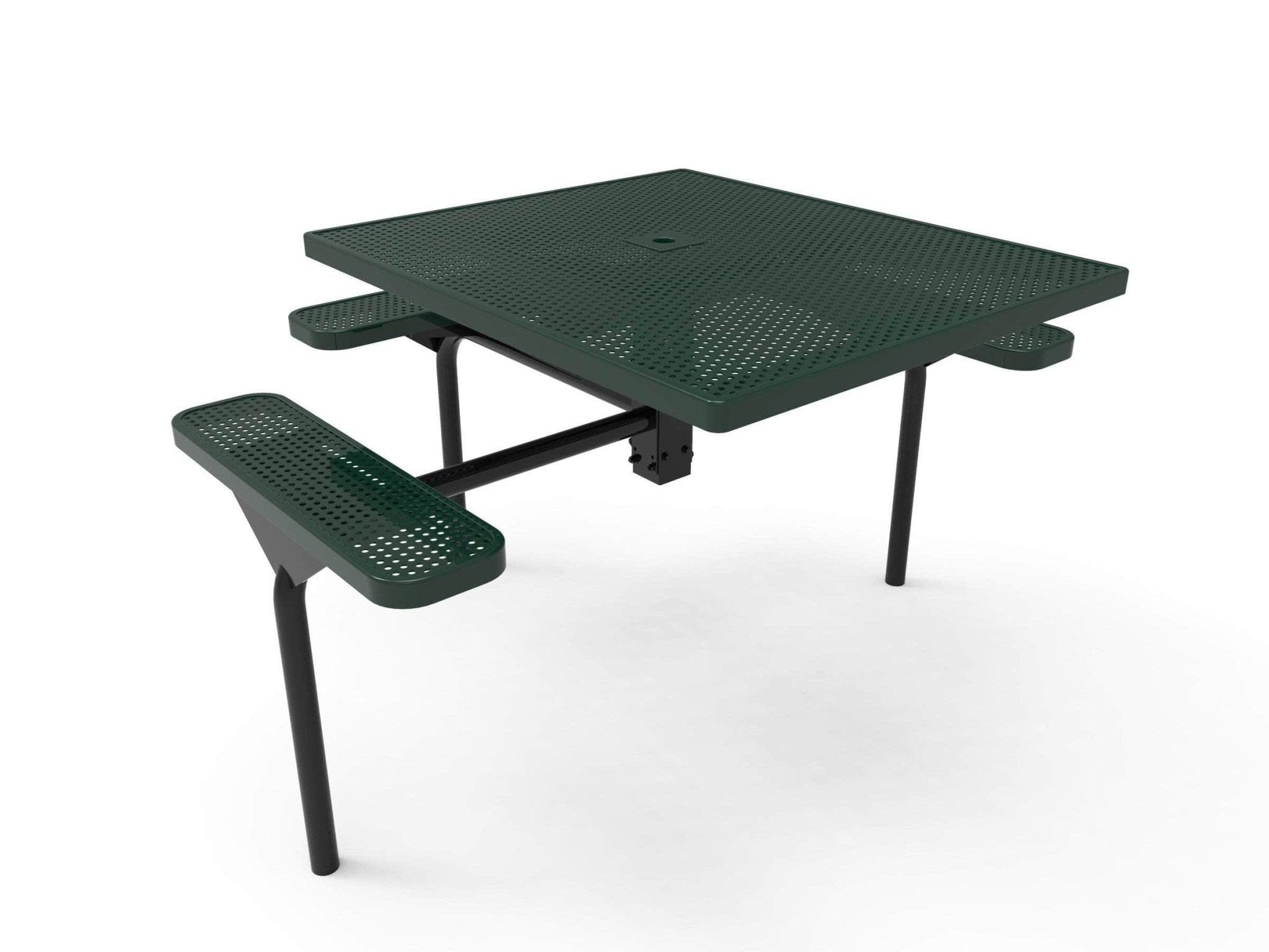 Square Nexus Pedestal Picnic Table with 3 Seats - Circular Pattern - 46 In. - Crowd Control Warehouse
