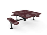 Square Nexus Pedestal Picnic Table with 3 Seats - Diamond Pattern - 46 In. - Crowd Control Warehouse