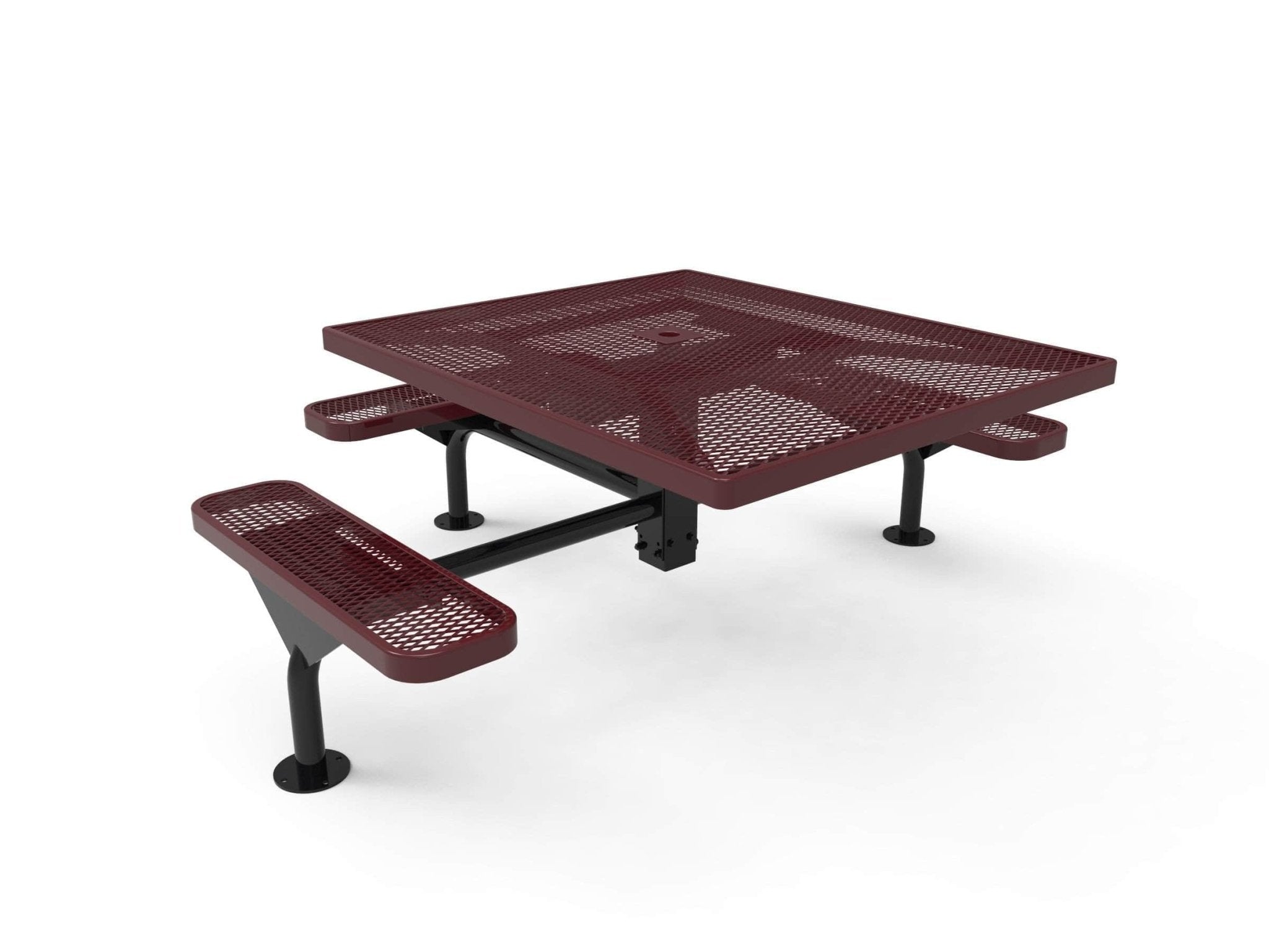 Square Nexus Pedestal Picnic Table with 3 Seats - Diamond Pattern - 46 In. - Crowd Control Warehouse