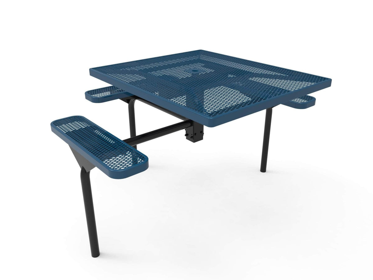 Square Nexus Pedestal Picnic Table with 3 Seats - Diamond Pattern - 46 In. - Crowd Control Warehouse