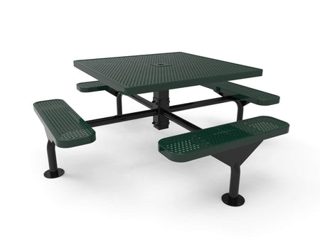 Square Nexus Pedestal Picnic Table with 4 Seats - Circular Pattern - 46 In. - Crowd Control Warehouse