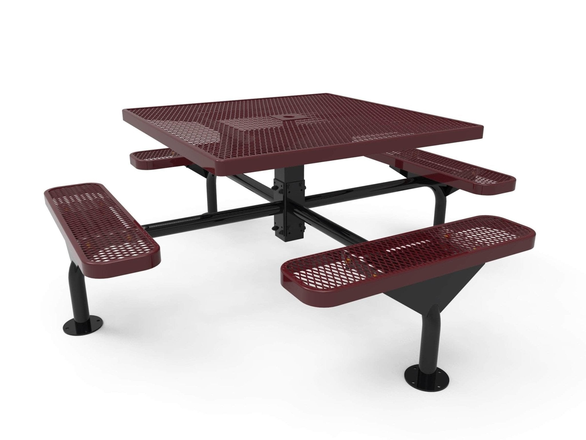 Square Nexus Pedestal Picnic Table with 4 Seats - Diamond Pattern - 46 In. - Crowd Control Warehouse