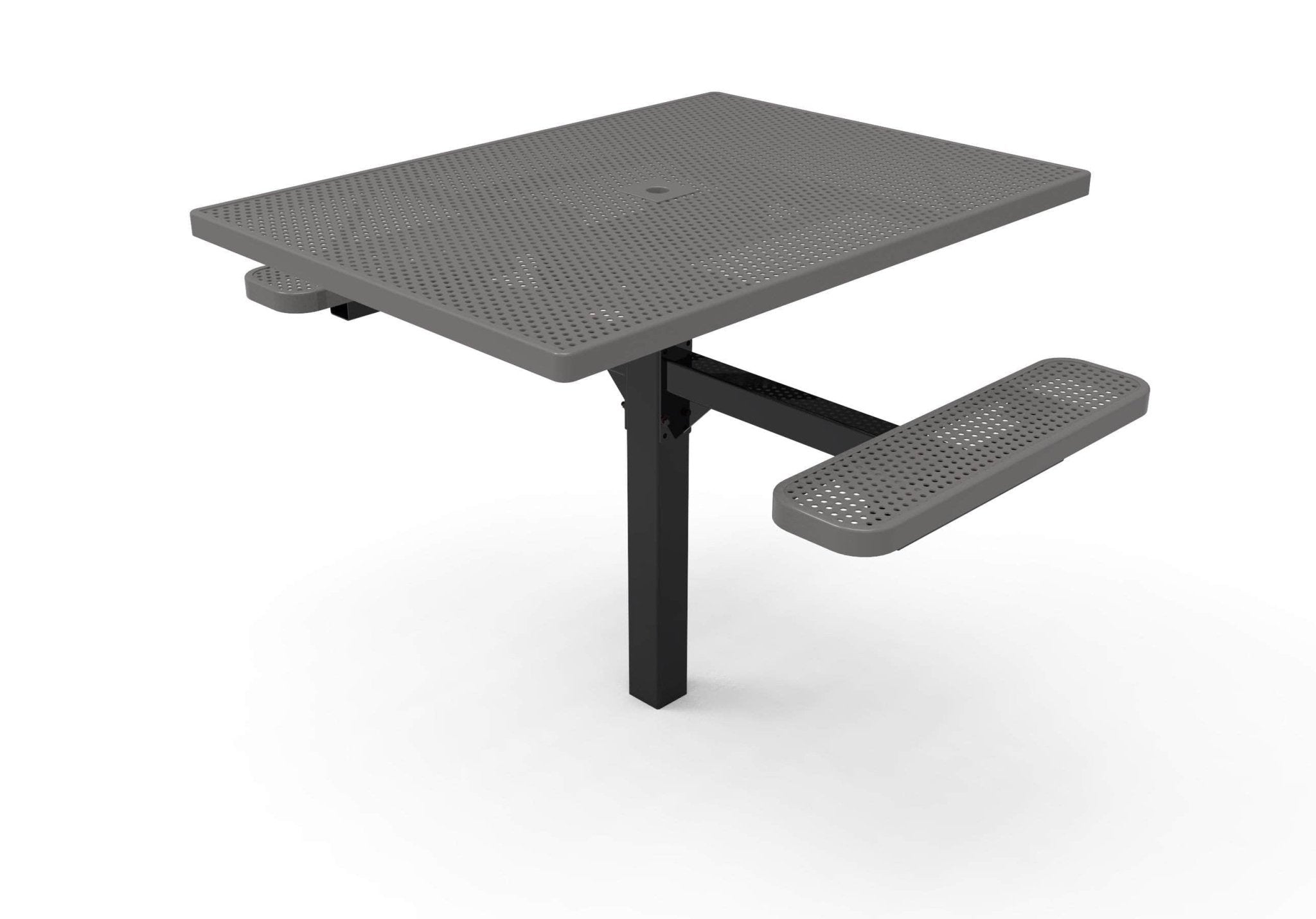 Square Pedestal Picnic Table with 2 ADA Seats - Circular Pattern - 46 In. - Crowd Control Warehouse