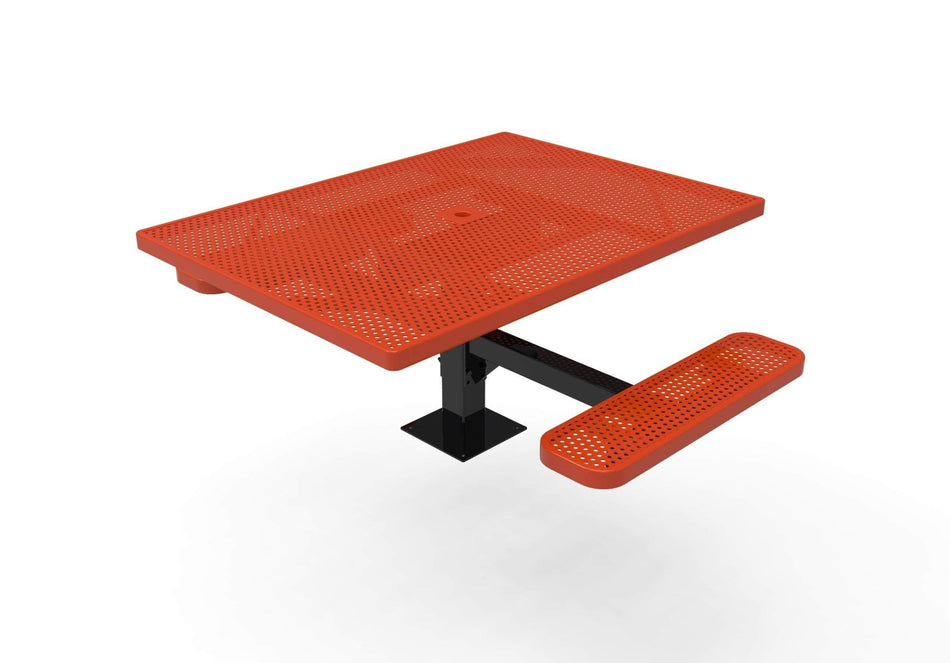 Square Pedestal Picnic Table with 2 ADA Seats - Circular Pattern - 46 In. - Crowd Control Warehouse