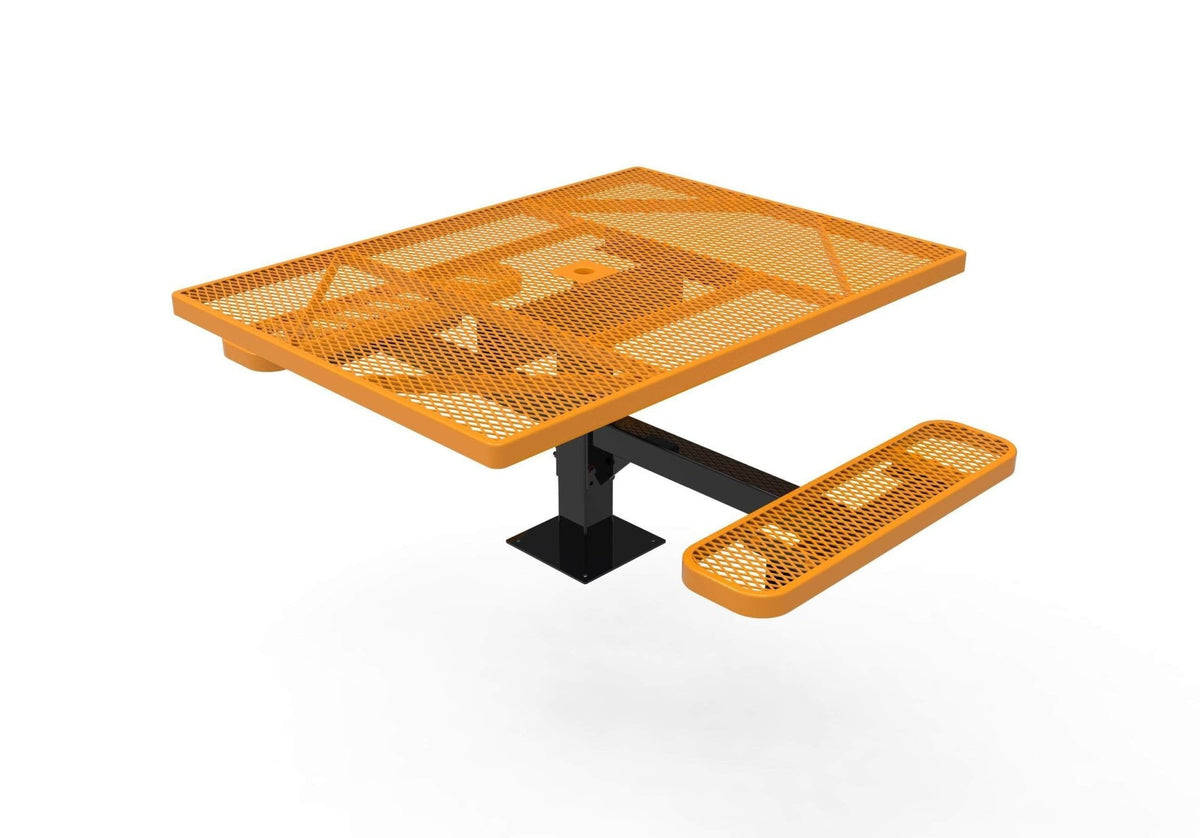 Square Pedestal Picnic Table with 2 ADA Seats - Diamond Pattern - 46 In. - Crowd Control Warehouse