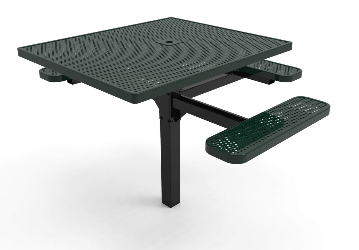 Square Pedestal Picnic Table with 3 Seats - Circular Pattern - 46 In. - Crowd Control Warehouse