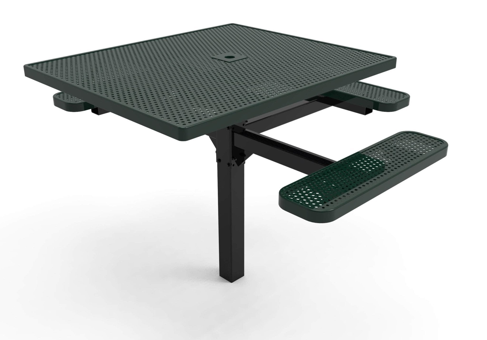 Square Pedestal Picnic Table with 3 Seats - Circular Pattern - 46 In. - Crowd Control Warehouse