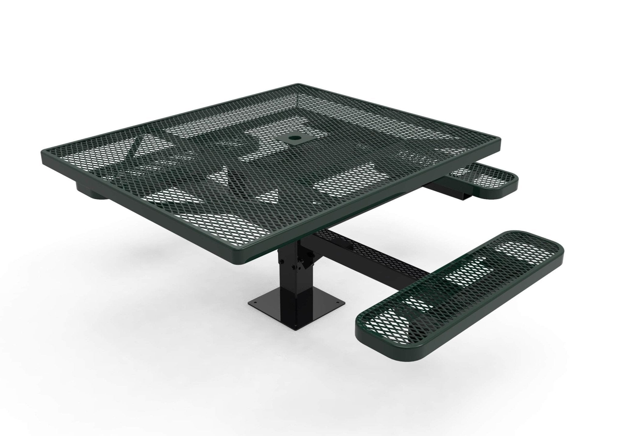 Square Pedestal Picnic Table with 3 Seats - Diamond Pattern - 46 In. - Crowd Control Warehouse